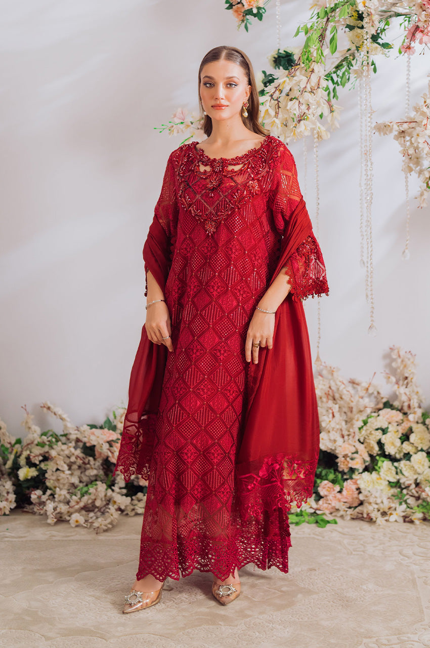 Afra Red Kaftaan and dupatta