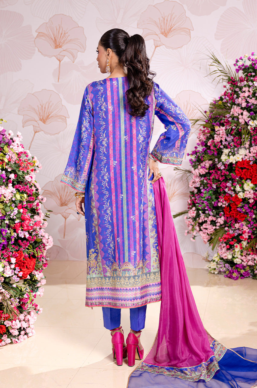 Zimah Electric blue print and dupatta