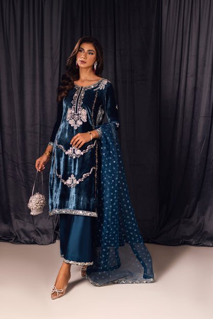 Maya teal shirt and dupatta