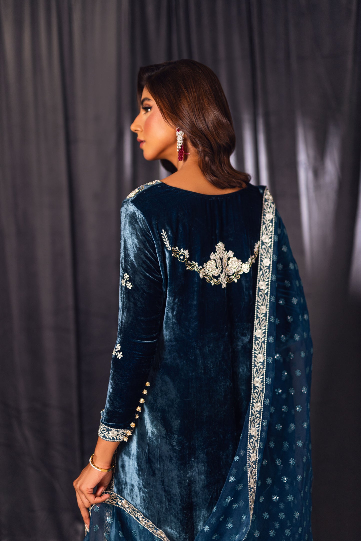 Maya teal shirt and dupatta