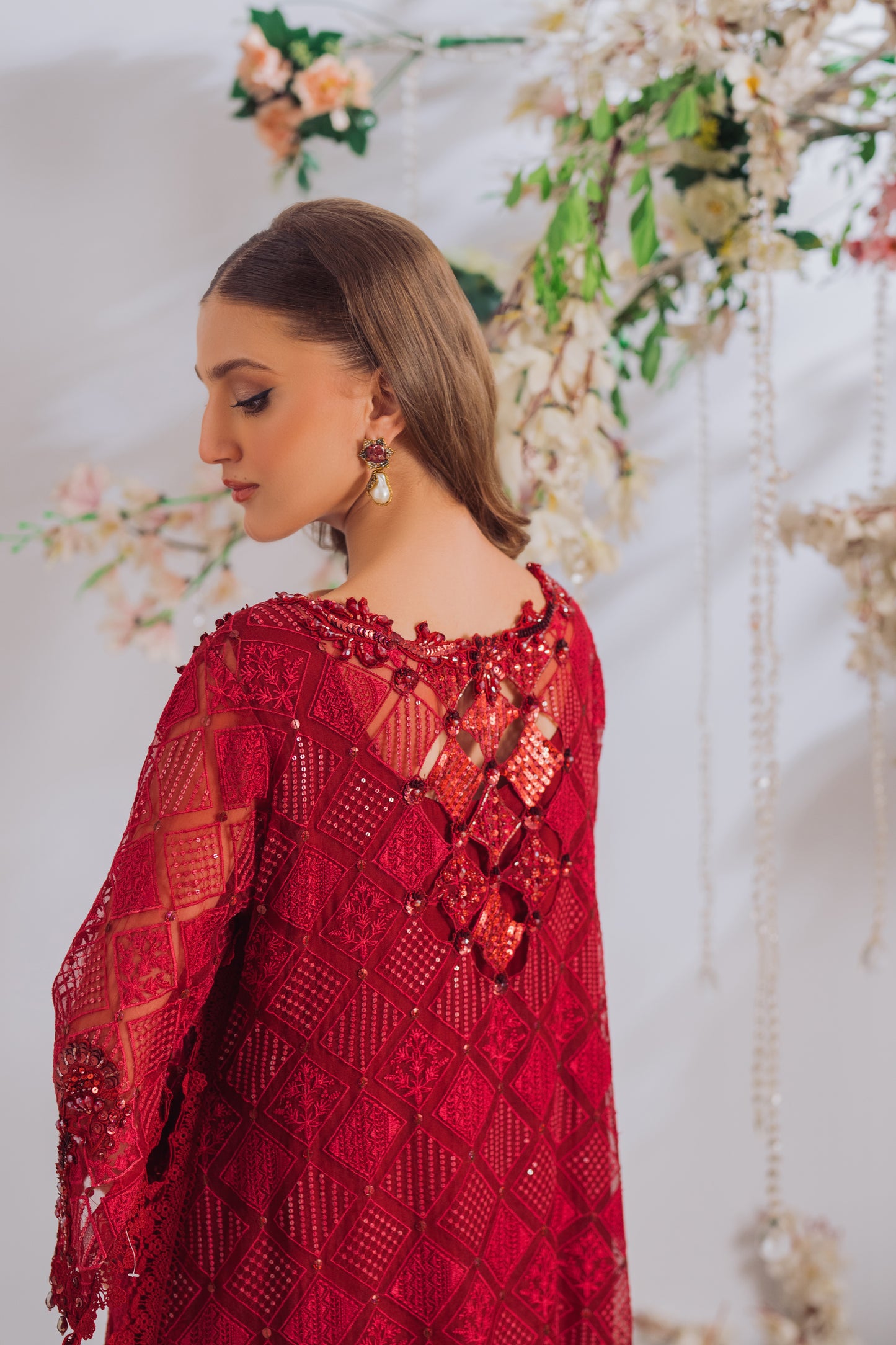 Afra Red Kaftaan and dupatta