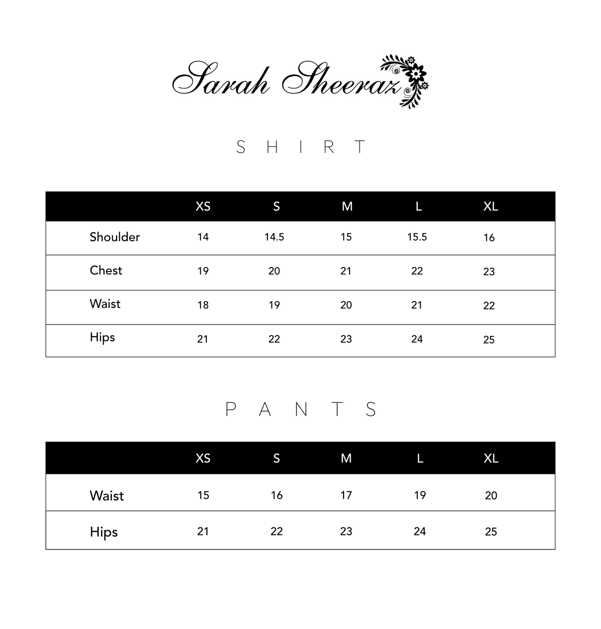 Else - RTD - Size Chart